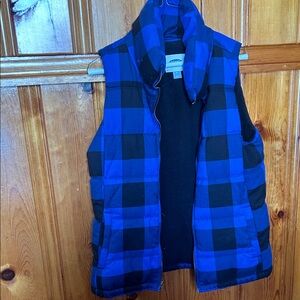 Old Navy Blue and Black Plaid Vest